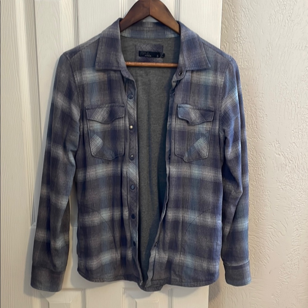 Womens Prana Blue Plaid Shacket